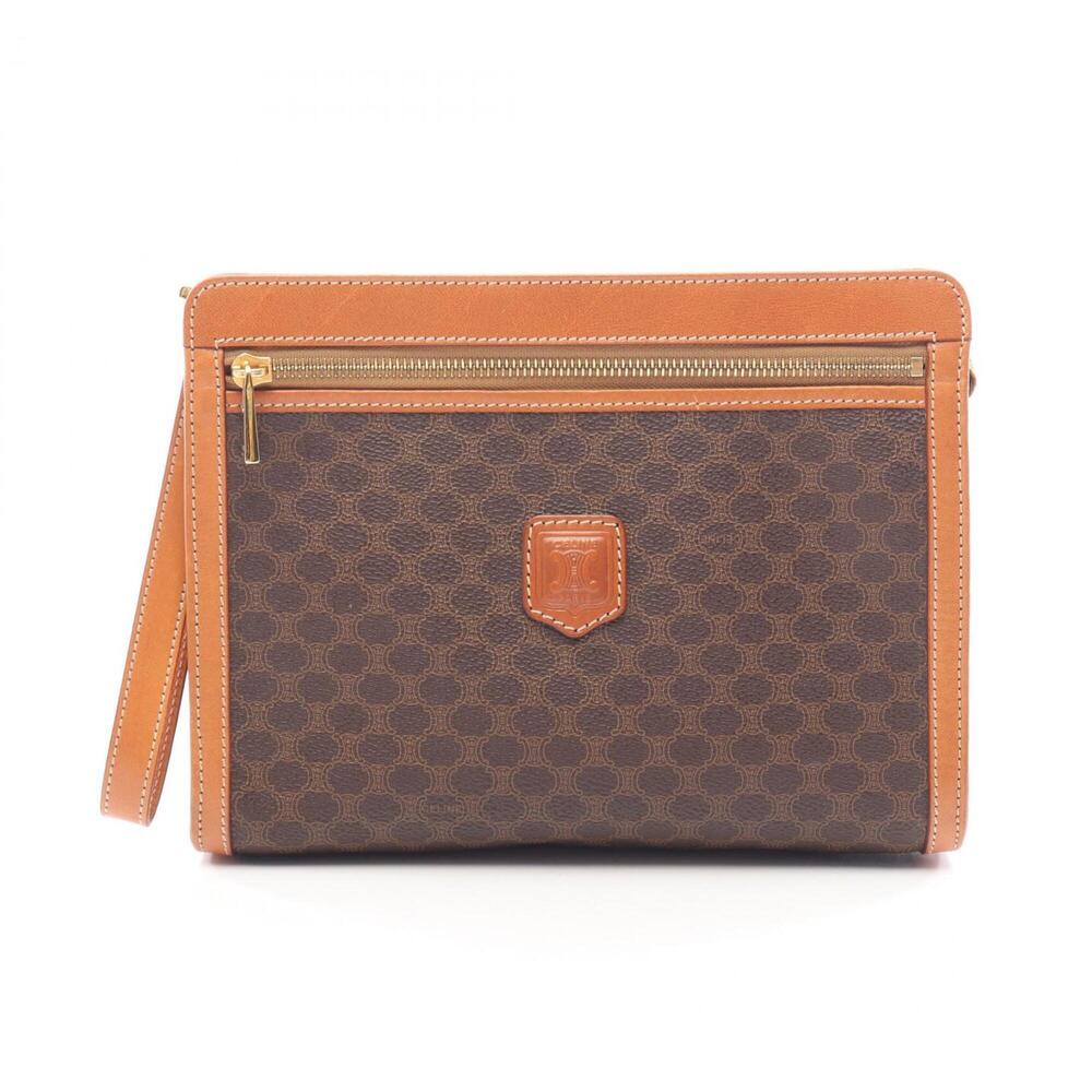 Celine Macadam Handbag with Hand Strap, Clutch Bag, Handbag, Coated Canvas Le...